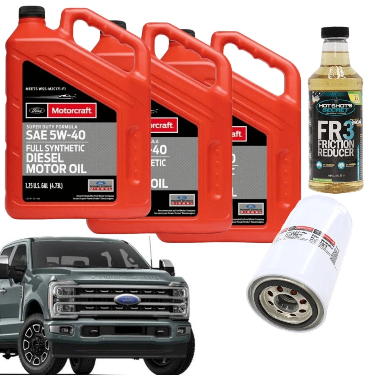 OEM Motorcraft 5W-40 Engine Oil & Filter Kit with Hot Shot's FR3
