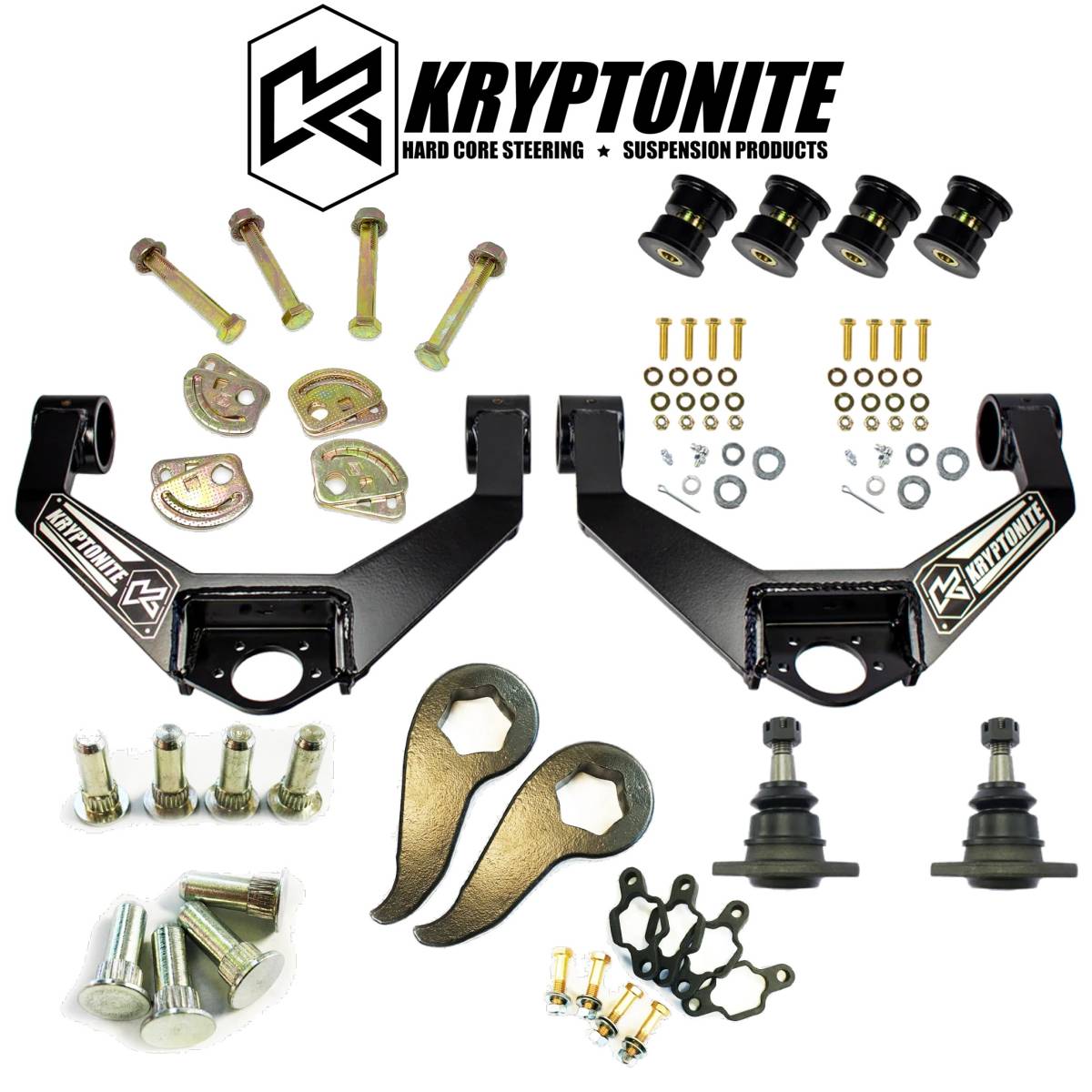 Kryptonite Control Arm Kit/Cam Bolt & Pin/Leveling Kit For 20+ GM 2500