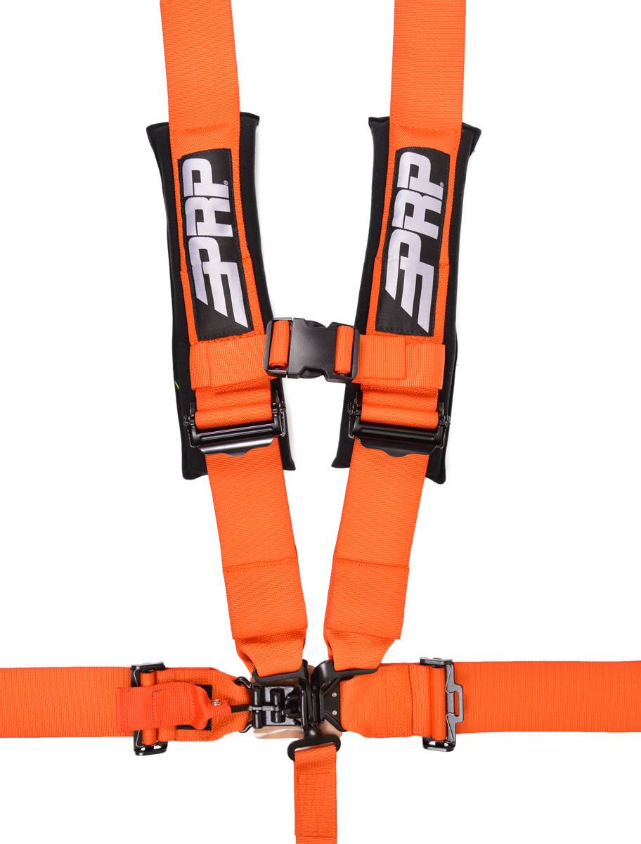 PRP 5.3 Orange 5 Point Adjustable 3 Belt Harness With Auto Style Latc Rudy s Performance Parts