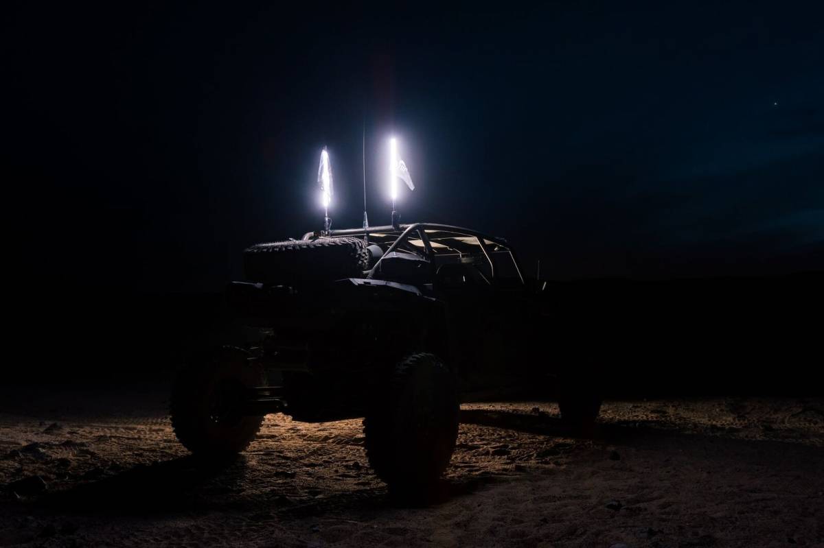 5150 Whips 1FT Hyper Color White LED Whip Light Magnet Mount Flag