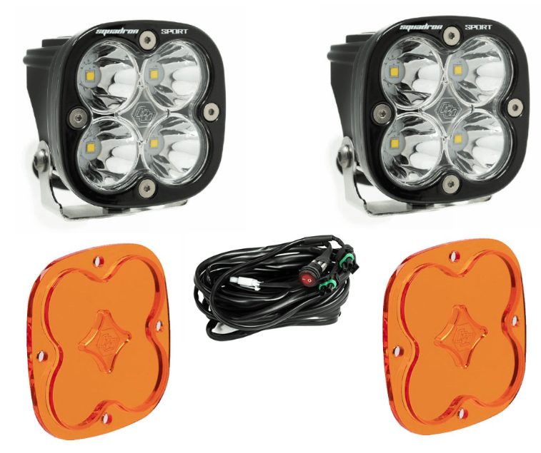 Baja Designs Squadron Sport Amber LED Pods – 3150 Lumens Each, Driving/Combo Beam