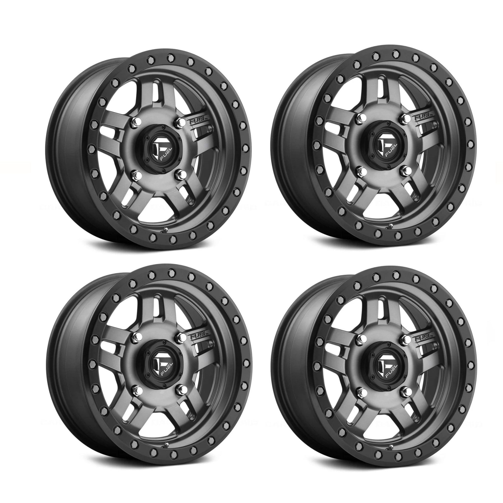 4) 15x7 Fuel UTV D558 ANZA Gunmetal/Black Wheels 4x137 +13 Offset