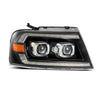 AlphaRex LUXX-Series LED Projector Headlights Black W/ Activation Light & Sequential Signal & DRL For 2004-2008 Ford F-150 & 2006-2008 Lincoln Mark LT