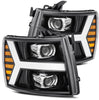 AlphaRex LUXX-Series LED Projector Headlights Gloss Black W/ Activation Light & Sequential Signal & DRL & Plank Style Design For 2007-2013 Chevrolet Silverado 1500