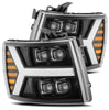 AlphaRex NOVA-Series LED Projector Headlights Gloss Black W/ Activation Light & Sequential Signal & Plank Style Design For 2007-2013 Chevrolet Silverado 1500