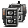 AlphaRex LUXX-Series LED Projector Headlights Black W/ Activation Light & Sequential Signal For 2008-2010 Ford F250 F350 F450 F550 Super Duty