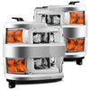 AlphaRex LUXX-Series LED Projector Headlights Chrome W/ Activation Light & Sequential Signal For 2015-2019 Chevrolet Silverado 2500HD 3500HD
