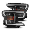 AlphaRex LUXX-Series LED Projector Headlights Jet Black W/ Activation Light & Sequential Signal For 2018-2020 Ford F150
