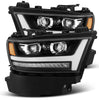 AlphaRex LUXX-Series LED Projector Headlights Black W/ Activation Light & Sequential Signal For 2019-2024 Dodge Ram 1500
