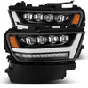 AlphaRex NOVA-Series LED Projector Headlights Gloss Black W/ Activation Light & Sequential Signal For 2019-2024 Ram 1500