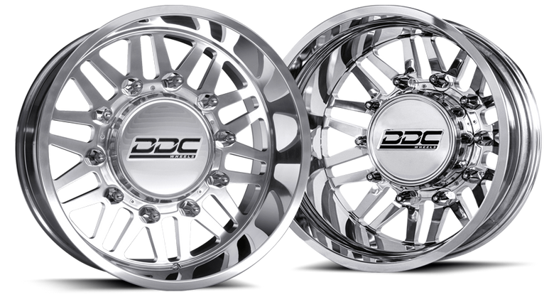 Dually Wheels Aftermath Polished 22x8.25 8x210 SS Fronts 11-25 Silvera ...