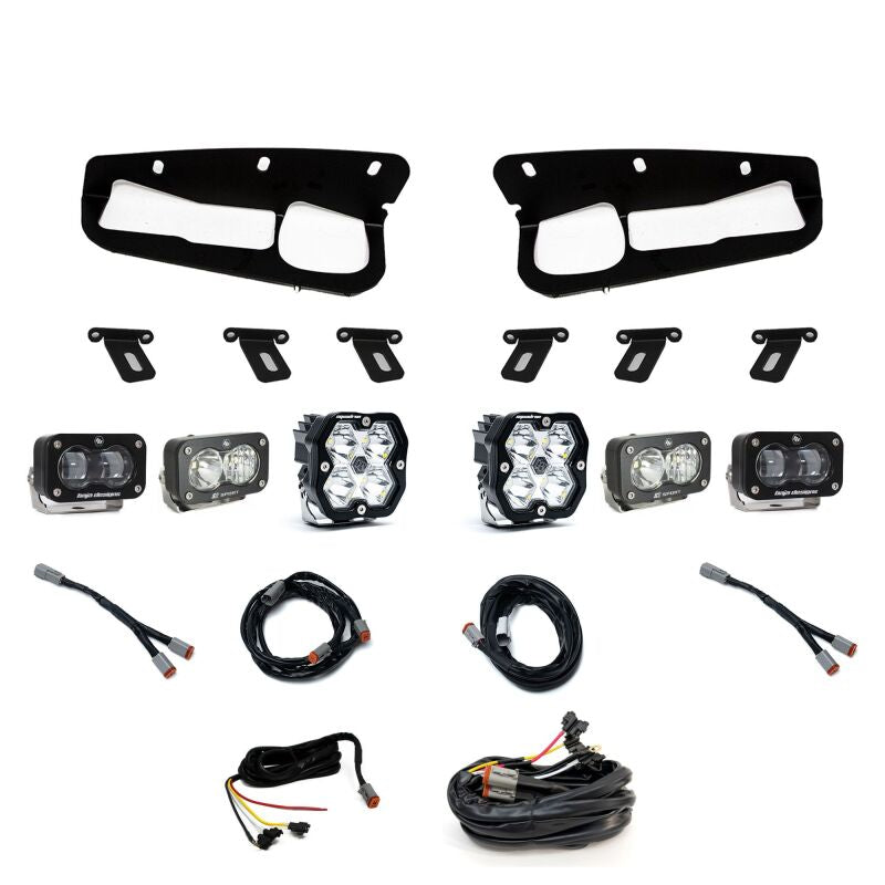 Baja Designs Squadron 2.0 Sport/S2 Sport/S2 SAE Clear Sportsman Fog Pocket Kit w/ Upfitter For 2021-2026 Ford Bronco - Steel Bumper