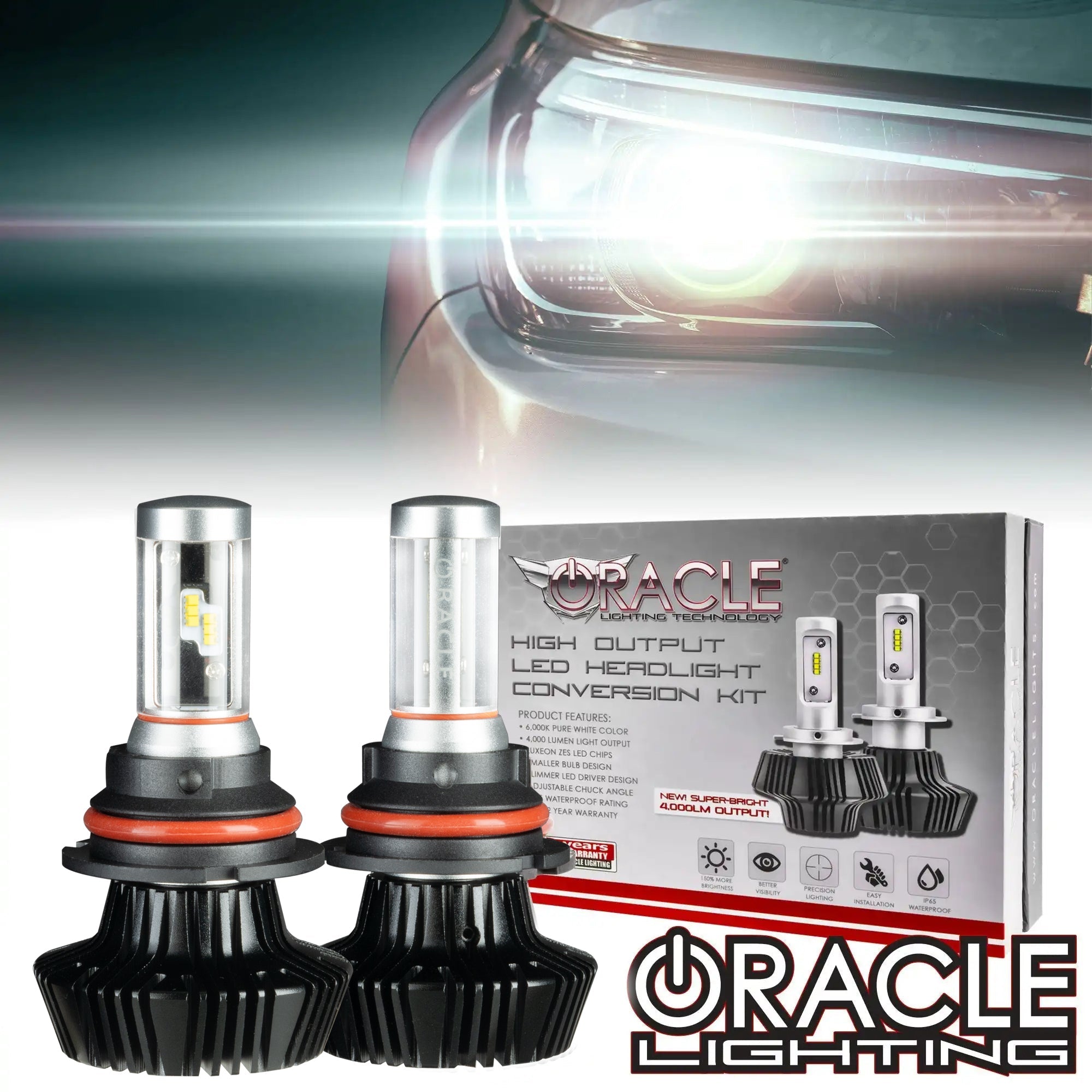 Oracle Lighting 9007 4,000+ Lumen LED Headlight Bulbs 6000K (Pair) - High/Low Beam