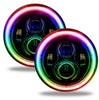Oracle Lighting 7in High Powered LED Headlights Black Bezel w/ Dynamic ColorSHIFT Halo For Jeep Wrangler JK