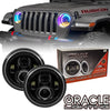 Oracle Lighting 7in High Powered LED Headlights Black Bezel w/ Dynamic ColorSHIFT Halo For Jeep Wrangler JK