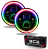 Oracle Lighting 7in High Powered LED Headlights Black Bezel w/ ColorSHIFT Halo & BC2 Controller For 1997-2018 Jeep Wrangler