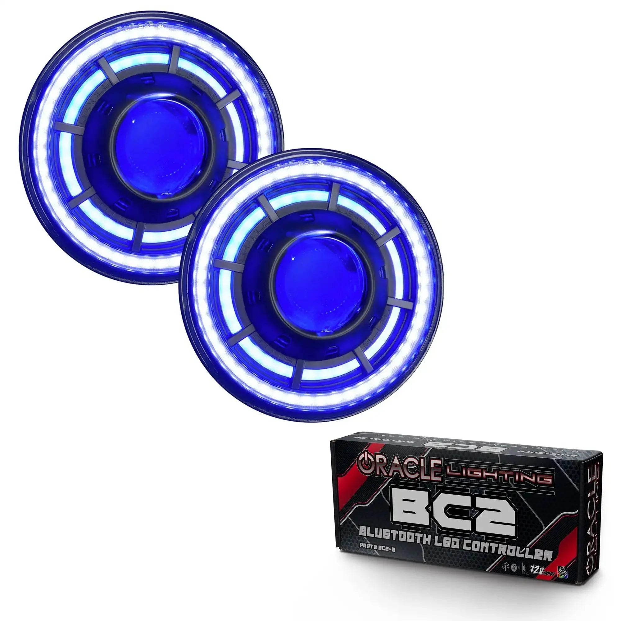 Oracle Lighting Oculus 7in ColorSHIFT Bi-LED Projector Headlights w/ BC2 Bluetooth Controller For 2007-2018 Jeep Wrangler JK