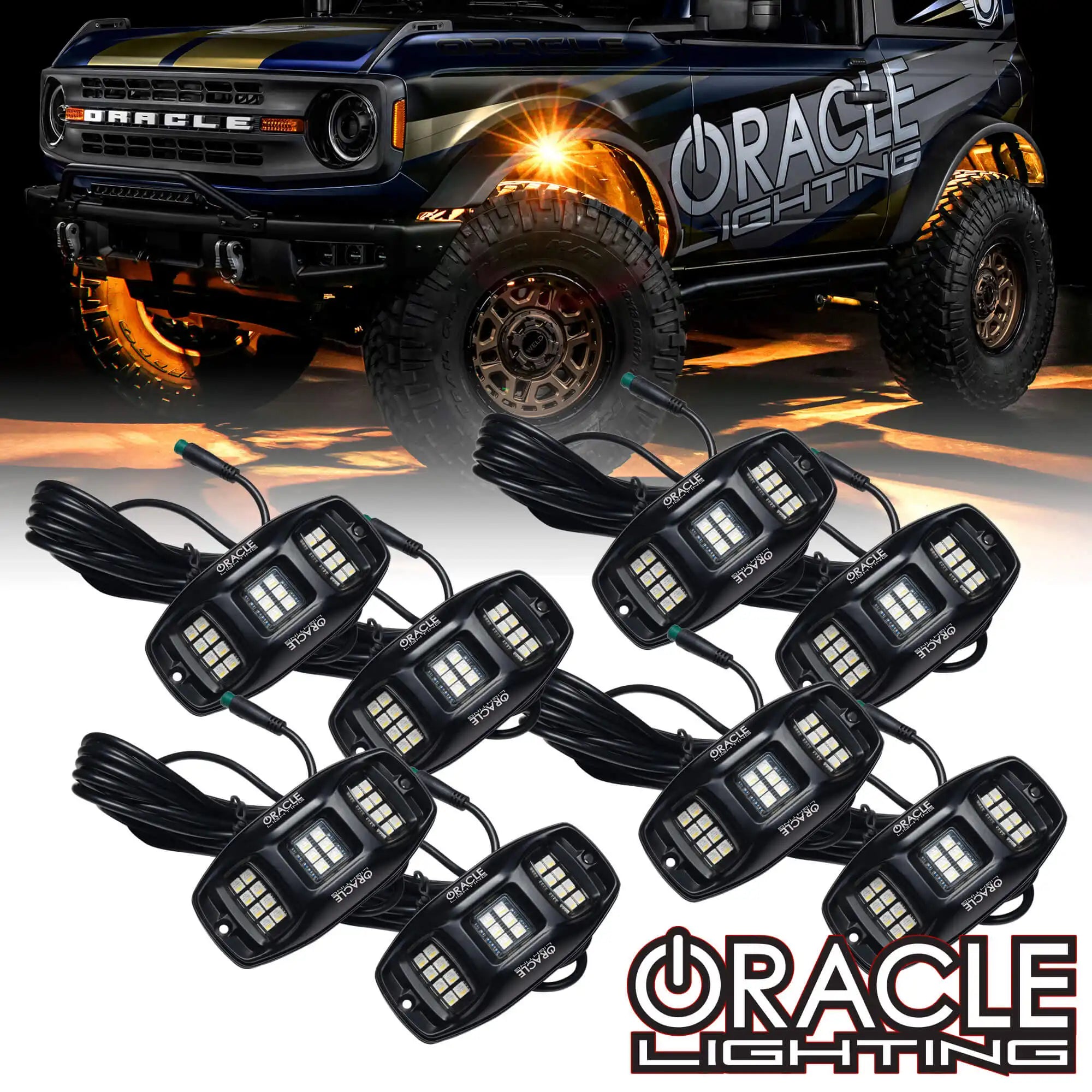 Oracle Lighting ColorSHIFT RGB+W Underbody Wheel Well Rock Light Kit (8 PCS) - Universal