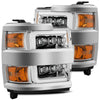 AlphaRex NOVA-Series LED Projector Headlights Chrome w/ White DRL & Sequential Signal For 2015-2019 Chevy Silverado 2500HD 3500HD
