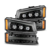 AlphaRex NOVA-Series LED Projector Headlights Alpha Black W/ Activation Light & Sequential Signal For 2003-2006 Chevy Silverado 1500 2500HD 3500HD / Avalanche