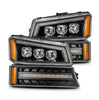 AlphaRex Black NOVA LED Projector Headlights W/ Activation Light & Sequential Signal For 2003-2006 Chevy Silverado 1500/2500HD/3500HD/Avalanche