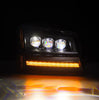 AlphaRex Black NOVA LED Projector Headlights W/ Activation Light & Sequential Signal For 2003-2006 Chevy Silverado 1500/2500HD/3500HD/Avalanche