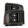 AlphaRex LUXX LED Projector Headlights Alpha Black w/ Seq Signal For 2005-2007 Ford Excursion/F-250/F-350 Super Duty