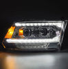 AlphaRex LUXX-Series LED Projector Headlights Plank Style Chrome W/ Activation Light & Sequential Signal For 2009-2018 Dodge Ram 1500 2500 3500