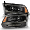 AlphaRex LUXX-Series LED Projector Headlights Plank Style Alpha Black W/ Activation Light & Sequential Signal For 2009-2018 Dodge Ram 2500 3500