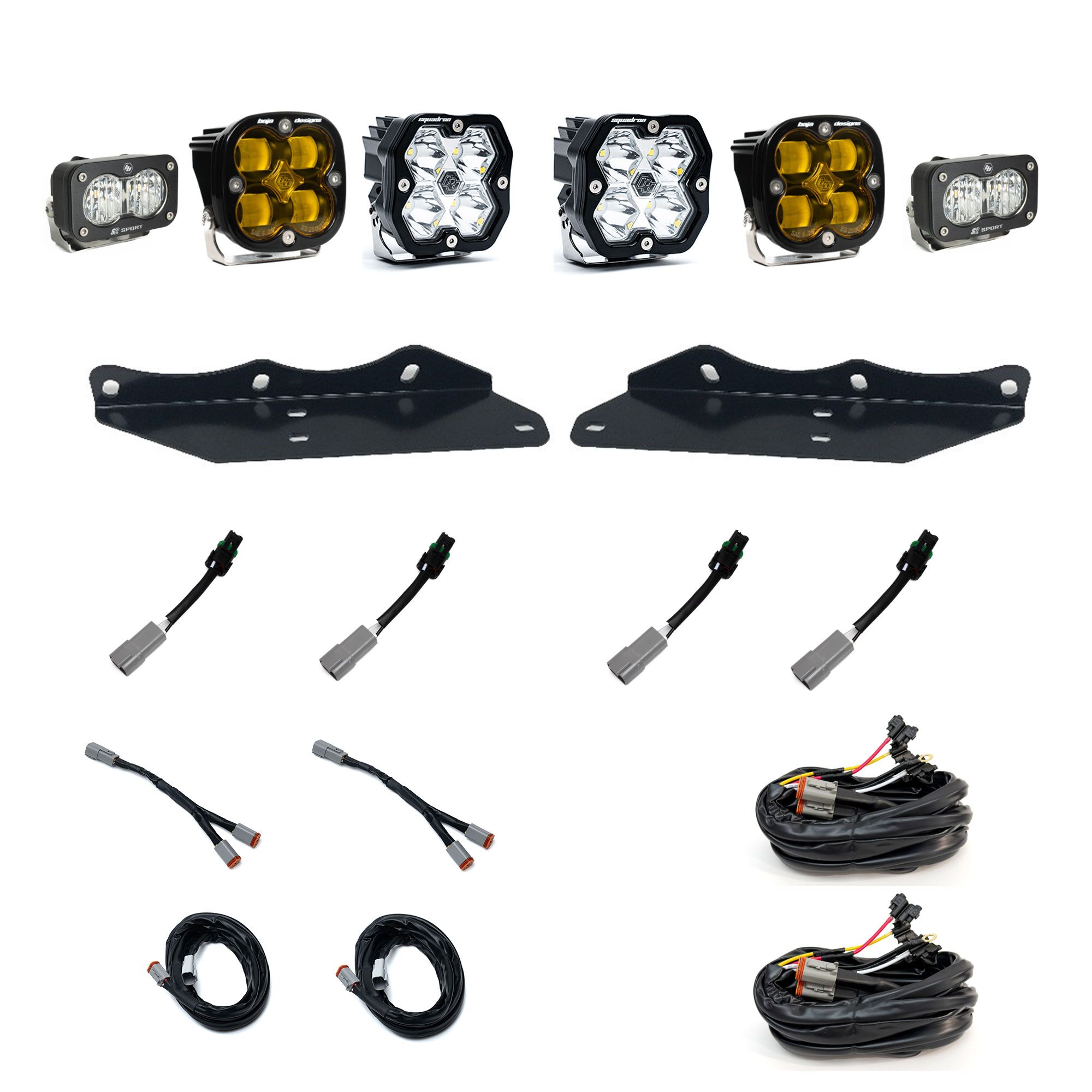 Baja Designs Squadron 2.0 Sport (Spot) + 1.0 SAE - Amb + S2 Sport W/C Fog Pocket