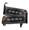 AlphaRex NOVA-Series LED Projector Headlights Alpha Black W/ Activation Light & Sequential Signal For 1994-2001 Dodge Ram 1500