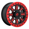 (4) 15X10 Fuel UTV D911 Hardline Beadlock Wheels Black Red Tinted 4X137 +25 Offset