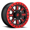 (4) 15X7 Fuel UTV D911 Hardline Beadlock Wheels Black Red Tinted 4X137 38 Offset
