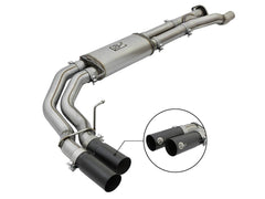 Image of aFe Power Rebel Series 3" 409 Stainless Steel Cat-Back Exhaust System (Black Tips) For 17-19 F-150 Raptor