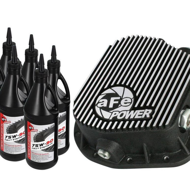 Image of aFe Power Black Rear Differential Cover w/ Gear Oil For 1997-2022 F-150 Incl. Raptor