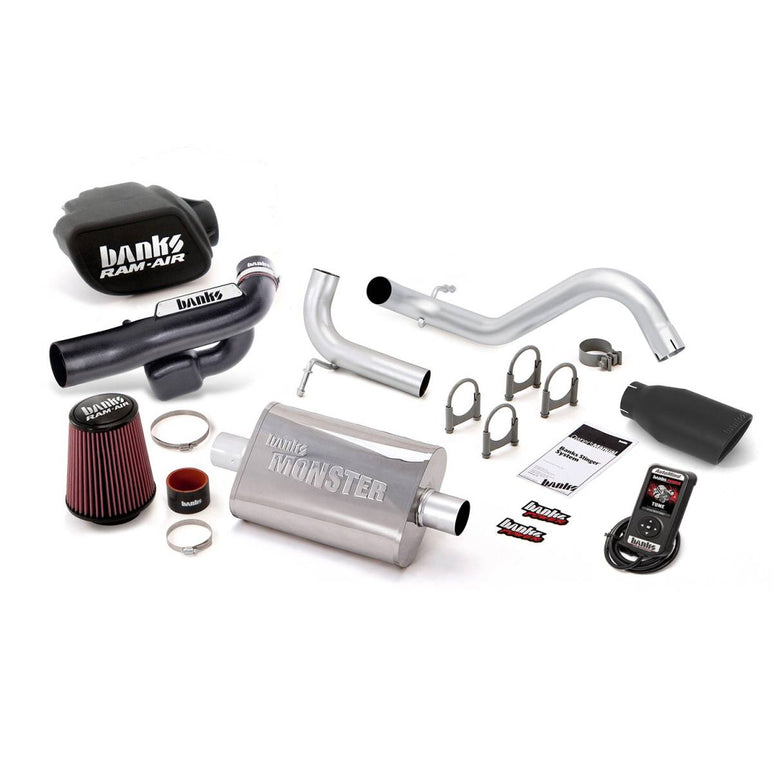 Image of Banks Power Stinger Bundle Power System W/AutoMind Single Exit Exhaust Black Tip 12-14 Jeep 3.6L Wrangler All 2 Door