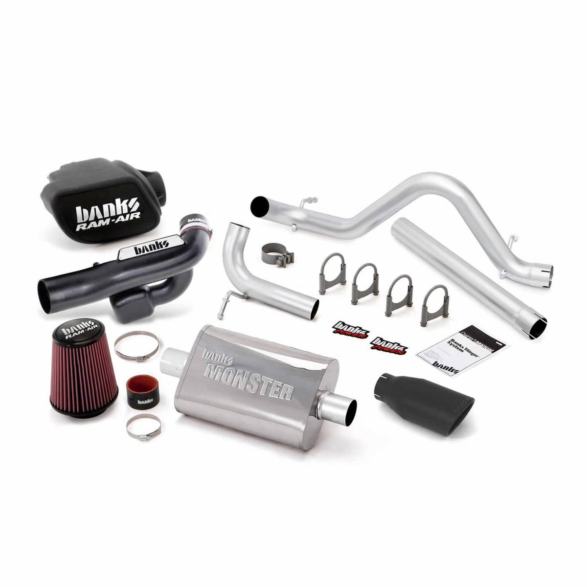 Image of Banks Power Stinger Bundle Power System No AutoMind W/Single Exit Exhaust Black Tip 12-18 Jeep 3.6L Wrangler JK All 4 Door