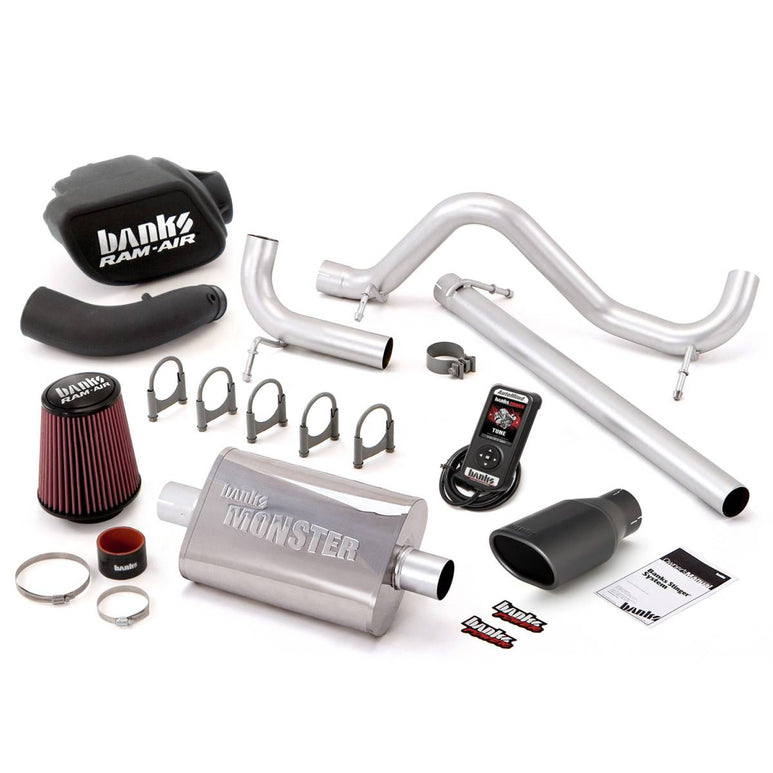 Image of Banks Power Stinger Bundle Power System W/AutoMind Single Exit Exhaust Black Tip 07-11 Jeep 3.8L Wrangler JK 2 Door