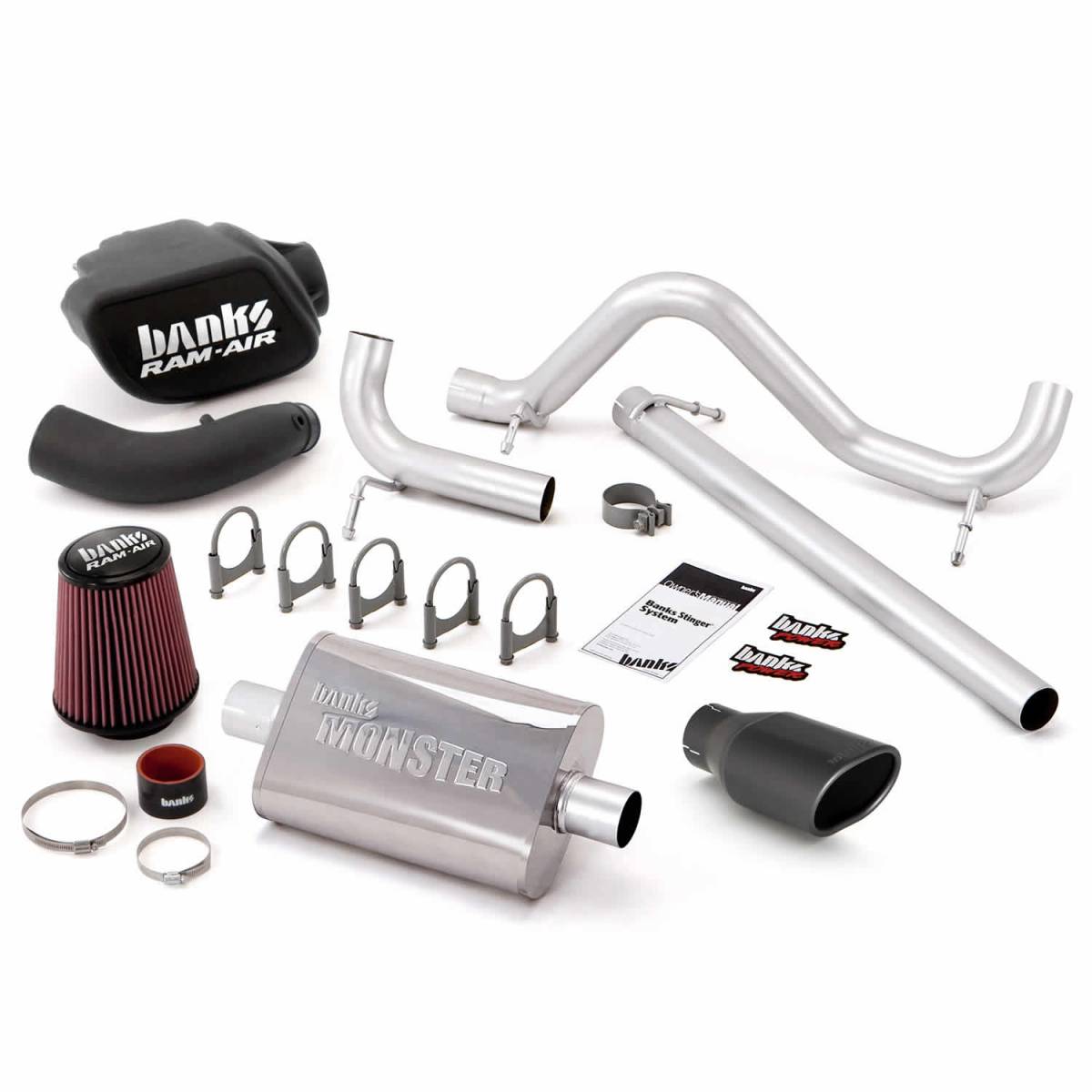 Image of Banks Power Stinger Bundle Power System No AutoMind W/Single Exit Exhaust Black Tip 07-11 Jeep 3.8L Wrangler JK 2 Door