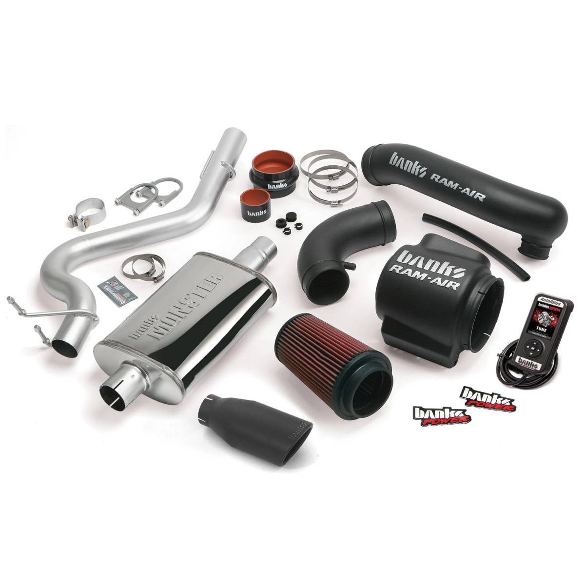 Image of Banks Power Stinger Bundle Power System W/Single Exit Exhaust Black Tip 04-06 Jeep 4.0L Wrangler