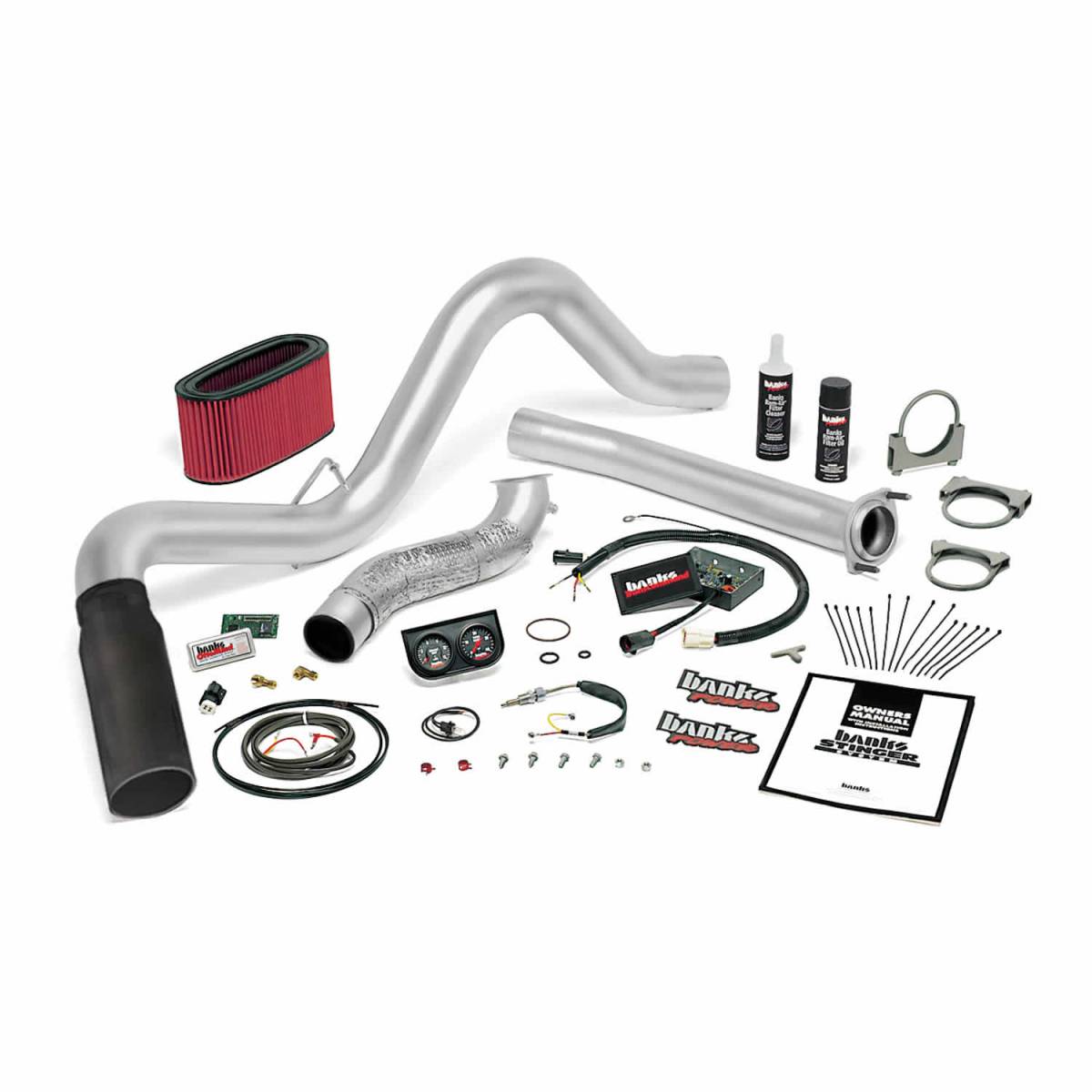 Image of Banks Power Stinger Bundle Power System W/Single Exit Exhaust Black Tip 95.5-97 Ford 7.3L Manual Transmission