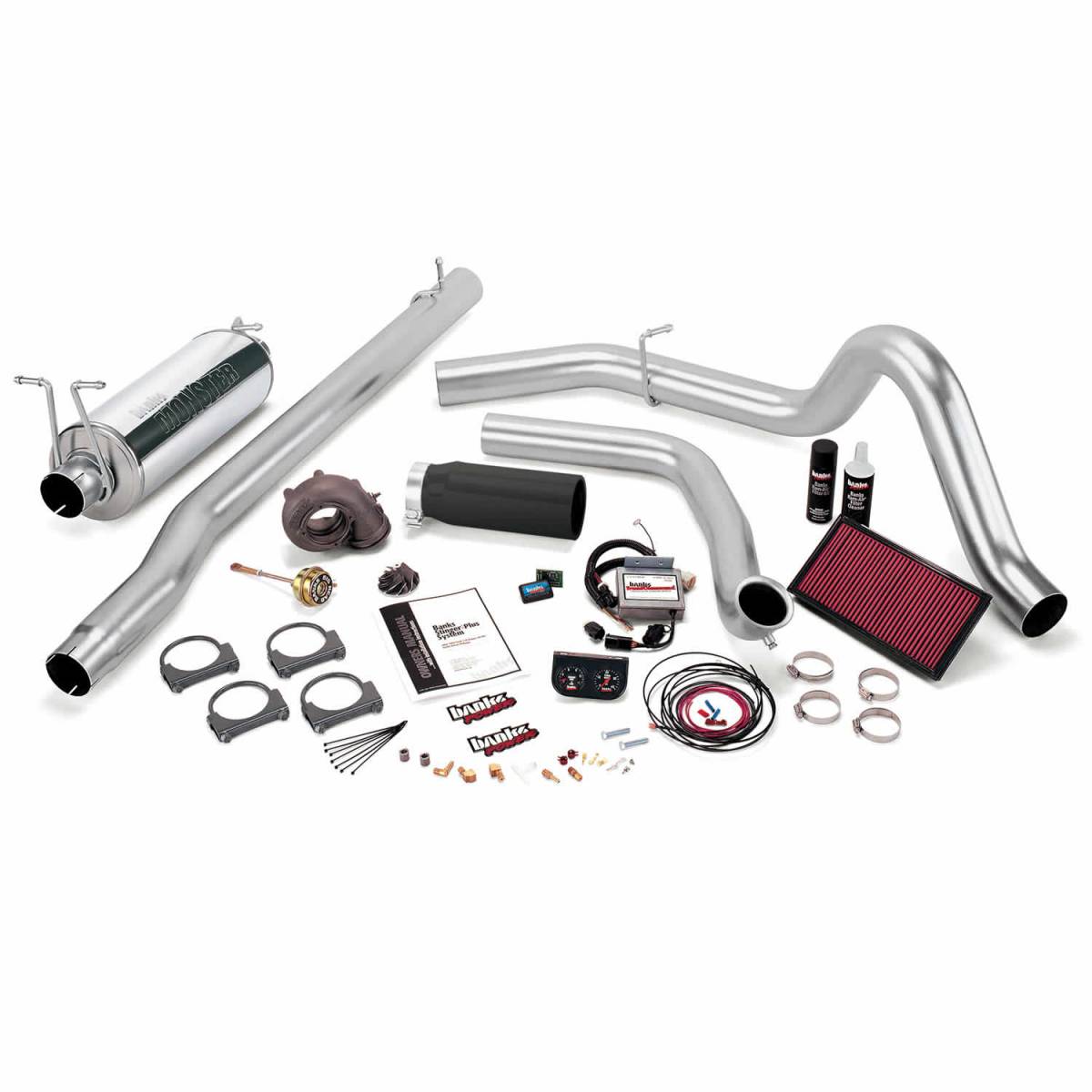 Image of Banks Power Stinger Plus Bundle Power System W/Single Exit Exhaust Black Tip 99.5-03 Ford 7.3L F250/F350 Automatic Transmission