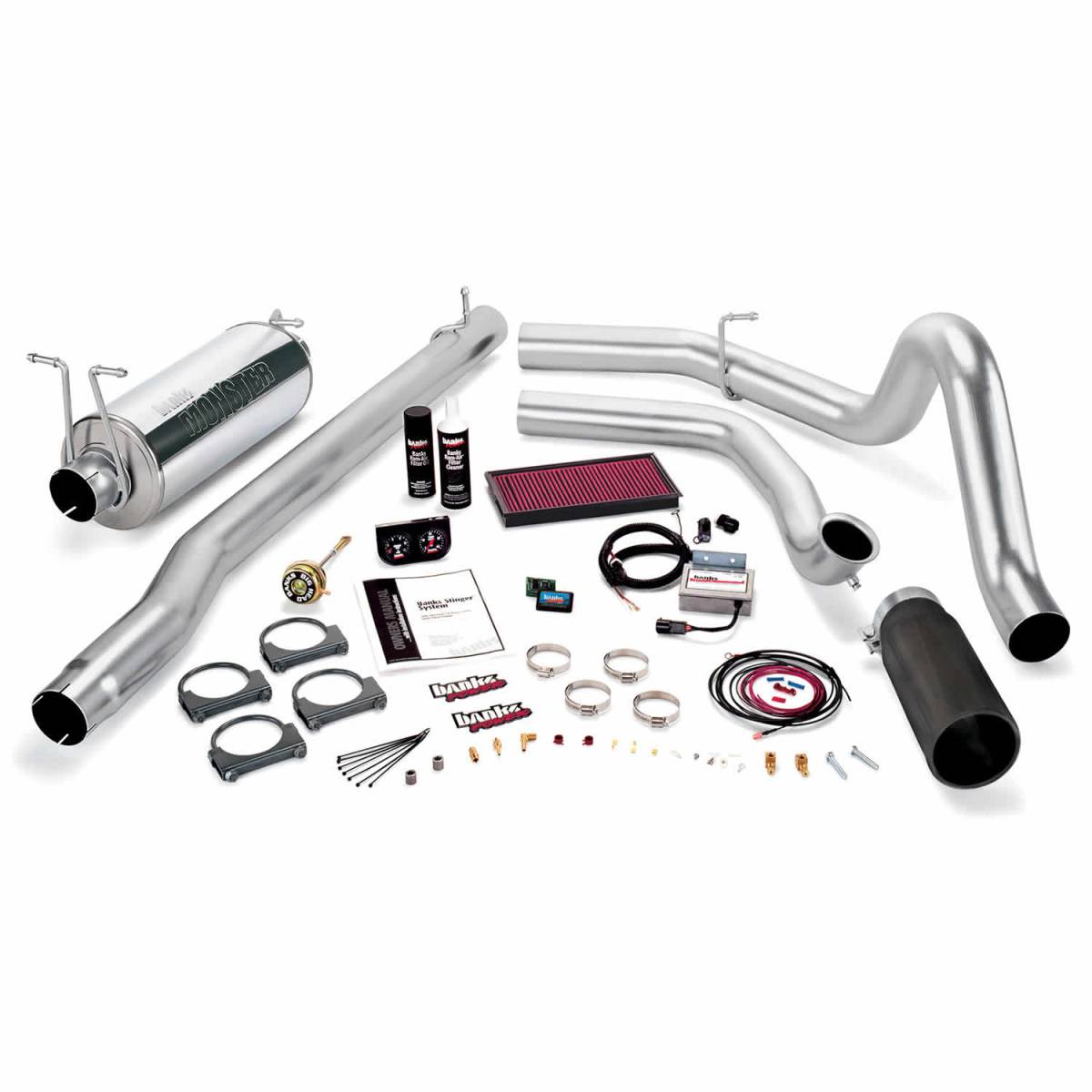 Image of Banks Power Stinger Bundle Power System W/Single Exit Exhaust Black Tip 99.5 Ford 7.3L F250/F350 Automatic Transmission