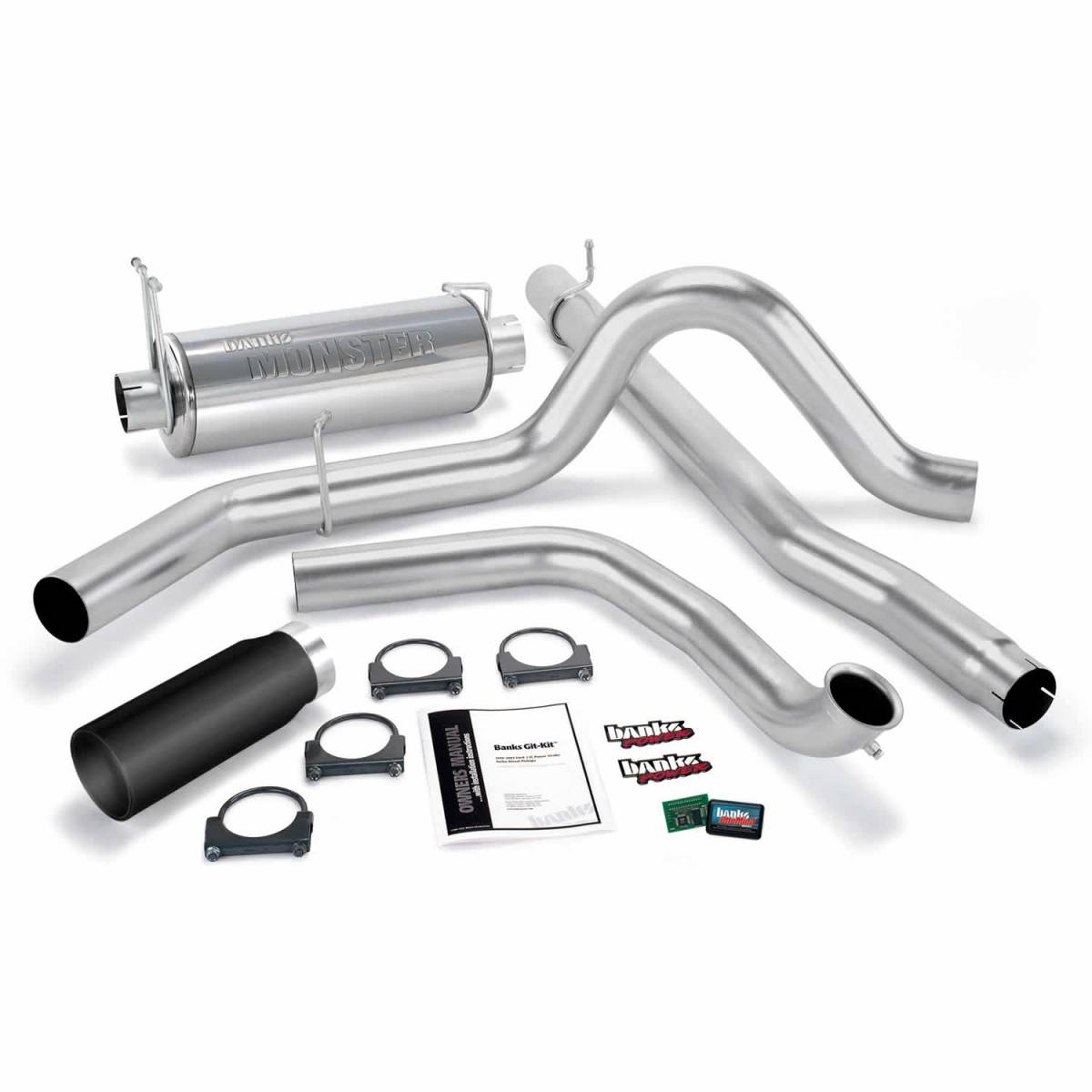 Image of Banks Power Git-Kit Bundle Power System W/Single Exit Exhaust Black Tip 01-03 Ford 7.3L W/Catalytic Converter