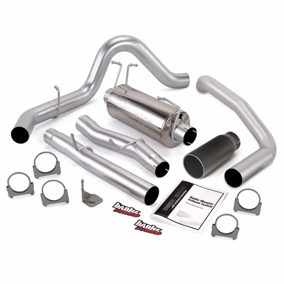 Image of Banks Power Monster Exhaust System Single Exit Black Round Tip 03-07 Ford 6.0L ECSB