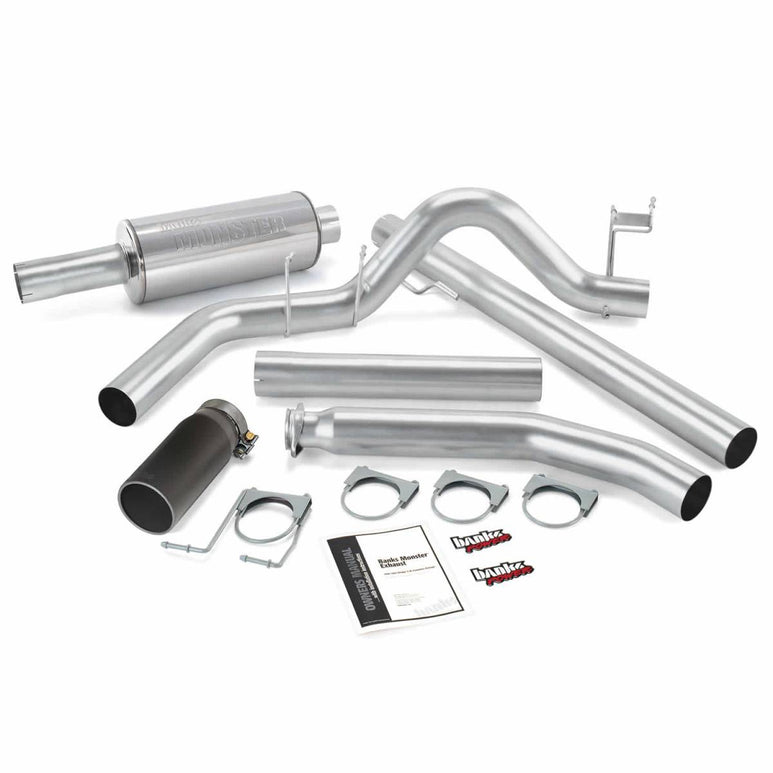 Image of Banks Power Monster Exhaust System Single Exit Black Round Tip 98-02 Dodge 5.9L Standard Cab