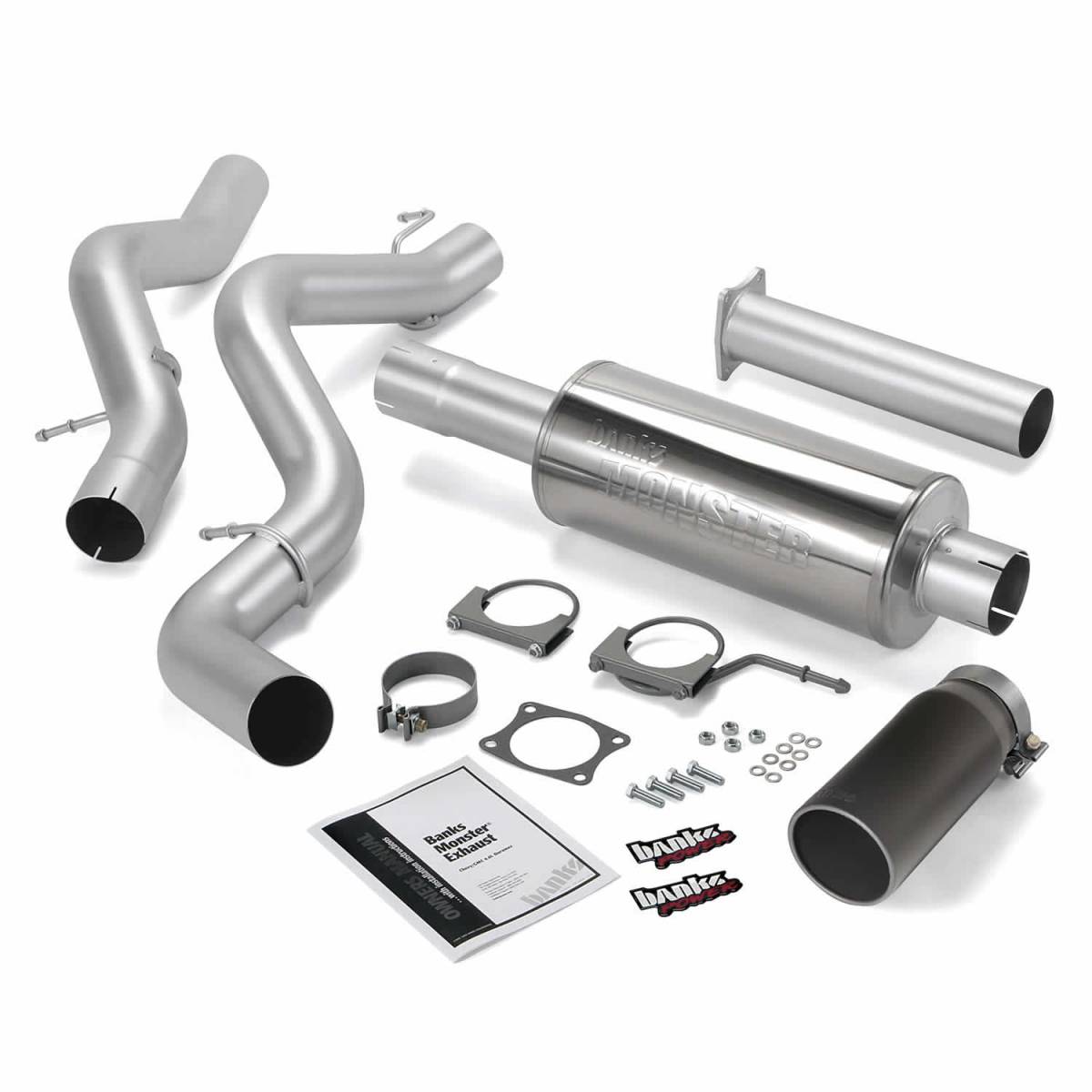 Image of Banks Power Monster Exhaust System Single Exit Black Tip 02-05 Chevy 6.6L SCLB