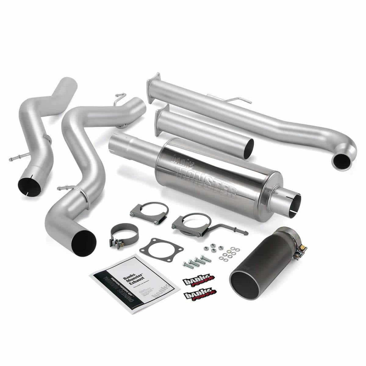 Image of Banks Power Monster Exhaust System Single Exit Black Tip 01-04 Chevy 6.6L EC/CCLB