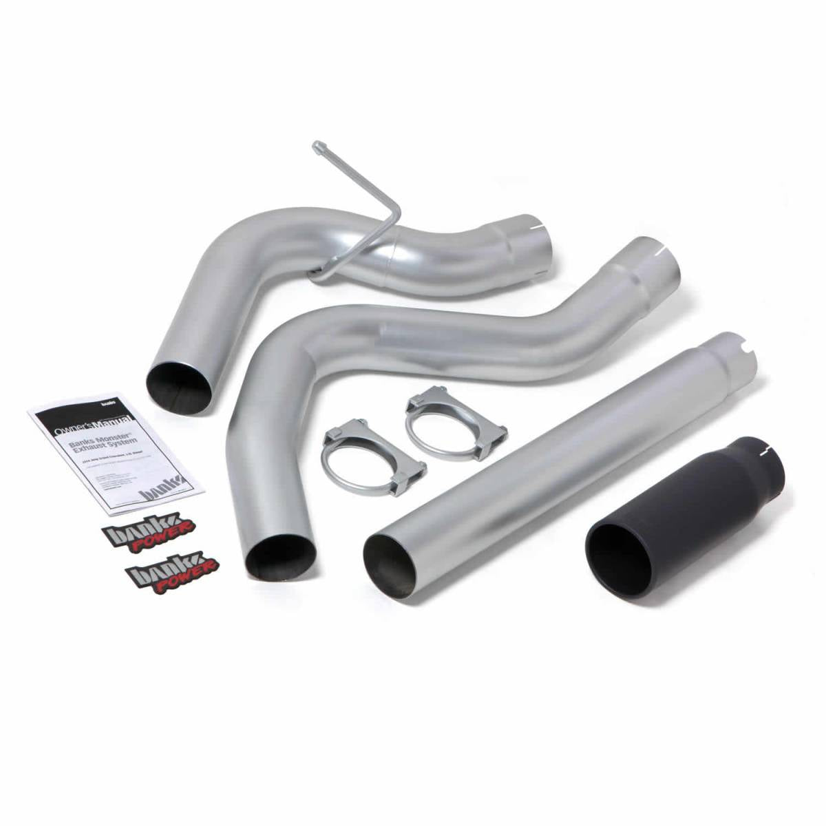 Image of Banks Power Monster Exhaust System Single Exit Black Tip 14-19 Ram 1500 3.0L EcoDiesel