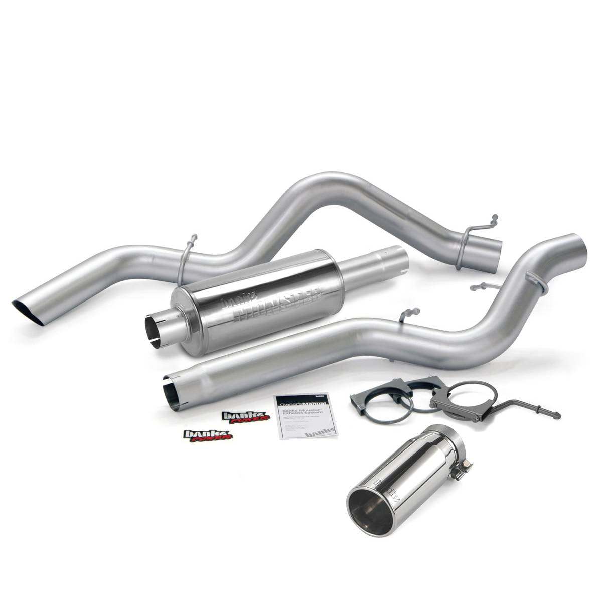 Image of Banks Power Monster Exhaust System Single Exit Chrome Round Tip 06-07 Chevy 6.6L CCLB